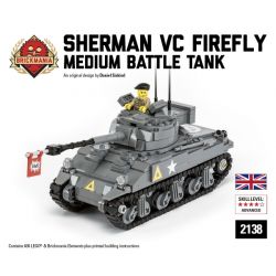 BRICKMANIA 2138 non  SHERMAN FIREFLY VC. bộ đồ chơi xếp lắp ráp ghép mô hình Military Army Quân Sự Bộ Đội 635 khối