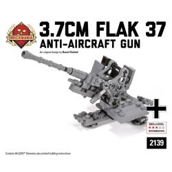 BRICKMANIA 2139 non  PHÁO PHÒNG KHÔNG KIỂU 37 7CM bộ đồ chơi xếp lắp ráp ghép mô hình Military Army 3.7CM FLAK 37 Quân Sự Bộ Đội 64 khối