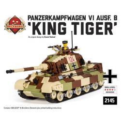 BRICKMANIA 2145 non  XE TĂNG SỐ 6 TIGER KING bộ đồ chơi xếp lắp ráp ghép mô hình Military Army PZKFZ VI KING TIGER Quân Sự Bộ Đội 1028 khối