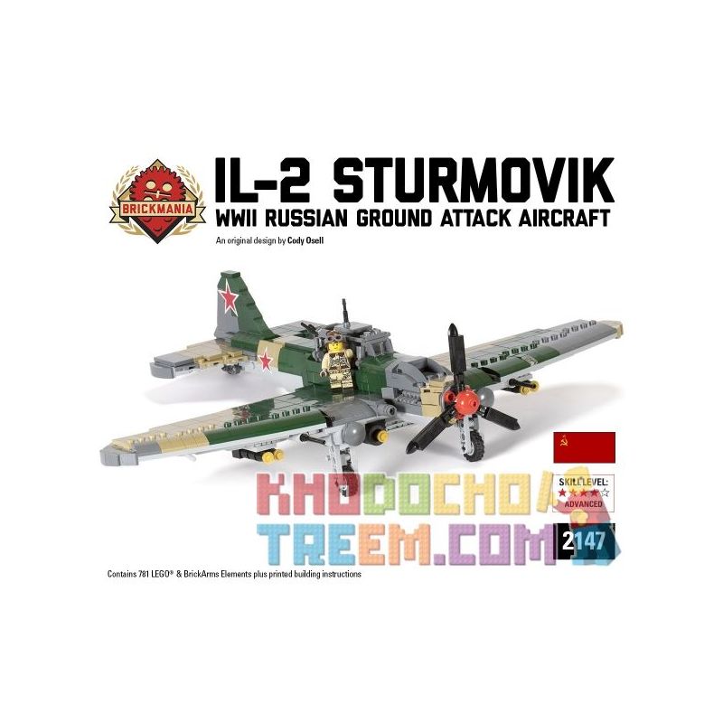 BRICKMANIA 2147 non  STURMOVIK THỨ 2 bộ đồ chơi xếp lắp ráp ghép mô hình Military Army IL-2 STURMOVIK Quân Sự Bộ Đội 781 khối