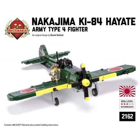 BRICKMANIA 2162 non  NAKAJIMA KI-84 "HAYATE-MÁY BAY CHIẾN ĐẤU TỨ QUÂN NHẬT BẢN bộ đồ chơi xếp lắp ráp ghép mô hình Military Army NAKAJIMA KI-84 HAYATE ARMY TYPE FIGHTER Quân Sự Bộ Đội 484 khối