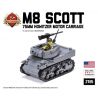 BRICKMANIA 2165 non  XE LỰU PHÁO M8 SCOTT-75MM bộ đồ chơi xếp lắp ráp ghép mô hình Military Army M8 SCOTT - 75MM HOWITZER MOTOR CARRIAGE Quân Sự Bộ Đội 408 khối