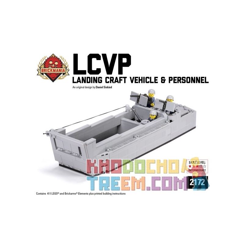 BRICKMANIA 2172 non  LCVP "THUYỀN HIGGINS" （2017 版） bộ đồ chơi xếp lắp ráp ghép mô hình Military Army LCVP "HIGGINS BOAT" (2017 EDITION) Quân Sự Bộ Đội 411 khối