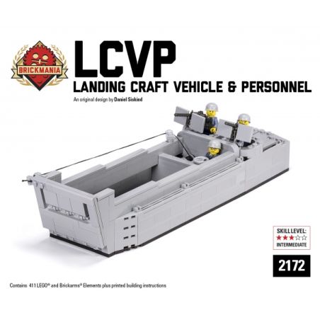 BRICKMANIA 2172 non  LCVP "THUYỀN HIGGINS" （2017 版） bộ đồ chơi xếp lắp ráp ghép mô hình Military Army LCVP "HIGGINS BOAT" (2017 EDITION) Quân Sự Bộ Đội 411 khối