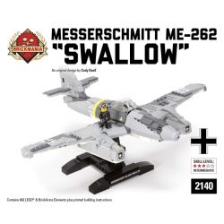 BRICKMANIA 2140 non  MESSERSCHMITT ME-262 "NUỐT" bộ đồ chơi xếp lắp ráp ghép mô hình Military Army MESSERSCHMITT ME-262 SWALLOW Quân Sự Bộ Đội 662 khối