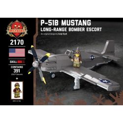 BRICKMANIA 2170 non  HỘ TỐNG MÁY BAY NÉM BOM TẦM XA P-51B MUSTANG bộ đồ chơi xếp lắp ráp ghép mô hình Military Army P-51B MUSTANG LONG-RANGE BOMBER ESCORT Quân Sự Bộ Đội 391 khối