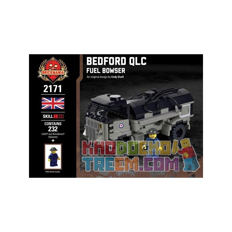 BRICKMANIA 2171 non  BEDFORD QLC - XE CỨU TRỢ bộ đồ chơi xếp lắp ráp ghép mô hình Military Army BEDFORD QLC - FUEL BOWSER Quân Sự Bộ Đội 232 khối