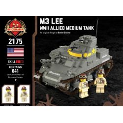 BRICKMANIA 2175 non  XE TĂNG HẠNG NHẸ M3 LEE-ALLIED CỦA THẾ CHIẾN II bộ đồ chơi xếp lắp ráp ghép mô hình Military Army M3 LEE - WWII ALLIED MEDIUM TANK Quân Sự Bộ Đội 641 khối