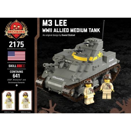 BRICKMANIA 2175 non  XE TĂNG HẠNG NHẸ M3 LEE-ALLIED CỦA THẾ CHIẾN II bộ đồ chơi xếp lắp ráp ghép mô hình Military Army M3 LEE - WWII ALLIED MEDIUM TANK Quân Sự Bộ Đội 641 khối