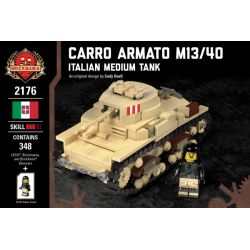 BRICKMANIA 2176 non  XE TĂNG HẠNG TRUNG CARRO ARMATO M13 40-Ý bộ đồ chơi xếp lắp ráp ghép mô hình Military Army CARRO ARMATO M13/40 - ITALIAN MEDIUM TANK Quân Sự Bộ Đội 348 khối