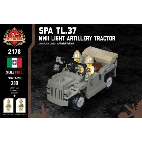BRICKMANIA 2178 non  MÁY KÉO PHÁO HẠNG NHẸ SPA TL.37-WWII bộ đồ chơi xếp lắp ráp ghép mô hình Military Army SPA TL.37 - WWII LIGHT ARTILLERY TRACTOR Quân Sự Bộ Đội 280 khối
