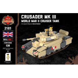 BRICKMANIA 2181 non  CRUSADER TANK MK III-XE TĂNG HÀNH TRÌNH TRONG THẾ CHIẾN bộ đồ chơi xếp lắp ráp ghép mô hình Military Army CRUSADER MK III - WORLD WAR CRUISER TANK Quân Sự Bộ Đội 538 khối