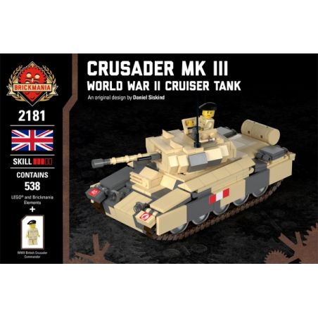 BRICKMANIA 2181 non  CRUSADER TANK MK III-XE TĂNG HÀNH TRÌNH TRONG THẾ CHIẾN bộ đồ chơi xếp lắp ráp ghép mô hình Military Army CRUSADER MK III - WORLD WAR CRUISER TANK Quân Sự Bộ Đội 538 khối