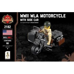 BRICKMANIA 2182 non  XE MÔ TÔ VÀ HẠNG SANG CỦA THẾ CHIẾN II WLA bộ đồ chơi xếp lắp ráp ghép mô hình Military Army WWII WLA MOTORCYCLE WITH SIDE CAR Quân Sự Bộ Đội 66 khối