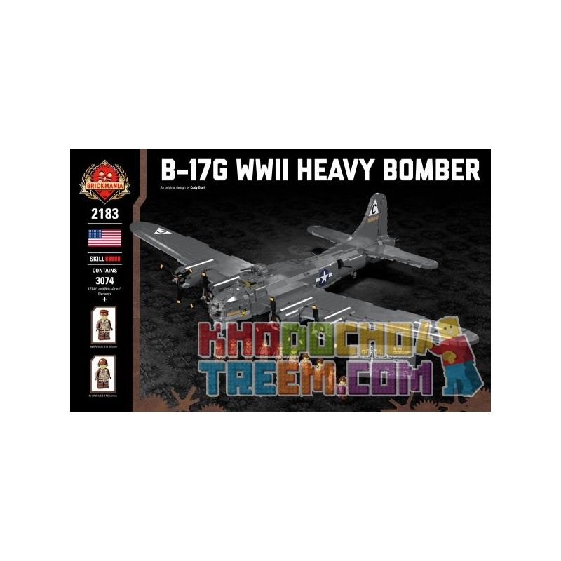 BRICKMANIA 2183 non  MÁY BAY NÉM BOM HẠNG NẶNG B-17G-THẾ CHIẾN II bộ đồ chơi xếp lắp ráp ghép mô hình Military Army B-17G WWII HEAVY BOMBER Quân Sự Bộ Đội 3074 khối