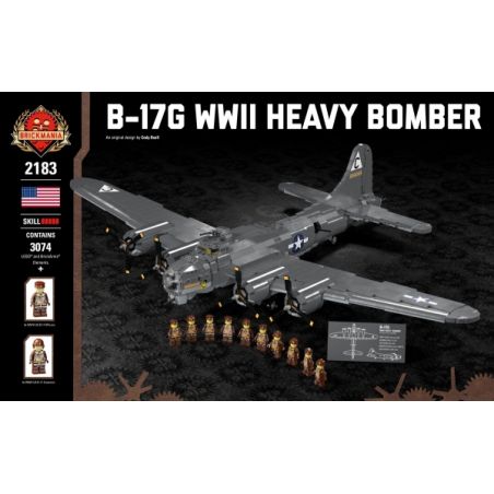 BRICKMANIA 2183 non  MÁY BAY NÉM BOM HẠNG NẶNG B-17G-THẾ CHIẾN II bộ đồ chơi xếp lắp ráp ghép mô hình Military Army B-17G WWII HEAVY BOMBER Quân Sự Bộ Đội 3074 khối