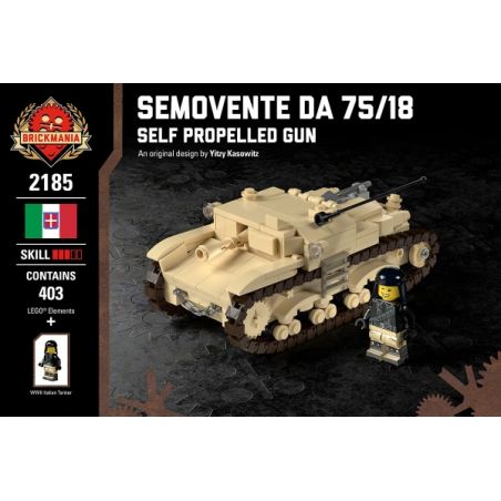 BRICKMANIA 2185 non  PHÁO TỰ HÀNH TYPE 75 18 bộ đồ chơi xếp lắp ráp ghép mô hình Military Army SEMOVENTE DA 75/18 - SELF PROPELLED GUN Quân Sự Bộ Đội 403 khối