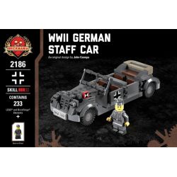 BRICKMANIA 2186 non  XE CHỈ HUY CỦA ĐỨC TRONG THẾ CHIẾN II bộ đồ chơi xếp lắp ráp ghép mô hình Military Army WWII GERMAN STAFF CAR Quân Sự Bộ Đội 233 khối