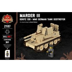 BRICKMANIA 2187 non  WEASEL III SD.KFZ. 139-TÀU KHU TRỤC TĂNG ĐỨC TRONG THẾ CHIẾN bộ đồ chơi xếp lắp ráp ghép mô hình Military Army MARDER III - SDKFZ 139 WWII GERMAN TANK DESTROYER Quân Sự Bộ Đội 361 khối