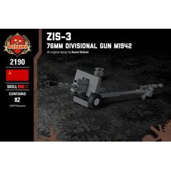 BRICKMANIA 2190 non  SÚNG 76MM M1942 (ZIS-3) bộ đồ chơi xếp lắp ráp ghép mô hình Military Army ZIS-3 76MM DIVISIONAL GUN M1942 Quân Sự Bộ Đội 82 khối
