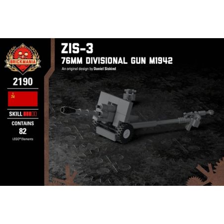 BRICKMANIA 2190 non  SÚNG 76MM M1942 (ZIS-3) bộ đồ chơi xếp lắp ráp ghép mô hình Military Army ZIS-3 76MM DIVISIONAL GUN M1942 Quân Sự Bộ Đội 82 khối