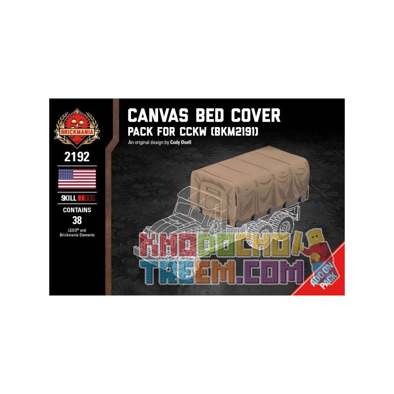 BRICKMANIA 2192 non  GÓI NẠP CANVAS-CCKW (BKM2191) bộ đồ chơi xếp lắp ráp ghép mô hình Military Army CANVAS BED COVER - PACK FOR CCKW (BKM2191) Quân Sự Bộ Đội 38 khối