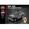 BRICKMANIA 2195 non  XE JEEP TRONG THẾ CHIẾN II VÀ LÍNH DÙ HOA KỲ bộ đồ chơi xếp lắp ráp ghép mô hình Military Army WWII JEEP WITH US AIRBORNE SOLDIER Quân Sự Bộ Đội 81 khối