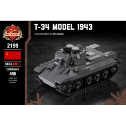 BRICKMANIA 2199 non  T-34 (MẪU 1943) bộ đồ chơi xếp lắp ráp ghép mô hình Military Army T-34 MODEL 1943 Quân Sự Bộ Đội 498 khối