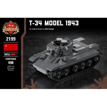 BRICKMANIA 2199 non  T-34 (MẪU 1943) bộ đồ chơi xếp lắp ráp ghép mô hình Military Army T-34 MODEL 1943 Quân Sự Bộ Đội 498 khối