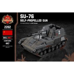 BRICKMANIA 2202 non  PHÁO TỰ HÀNH SU-76 bộ đồ chơi xếp lắp ráp ghép mô hình Military Army SU-76 SELF-PROPELLED GUN Quân Sự Bộ Đội 447 khối