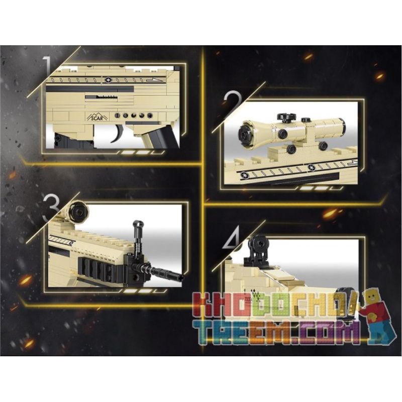 SHENZHEN RAEL ENTERTAINMENT 70004 non  SÚNG TRƯỜNG TẤN CÔNG SCAR bộ đồ chơi xếp lắp ráp ghép mô hình  Kỹ Thuật Công Nghệ Cao Mô Hình Phương Tiện 385 khối