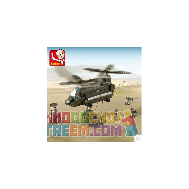 SLUBAN M38-B6600 B6600 6600 M38B6600 38-B6600 non  MÁY BAY VẬN TẢI CHINOOK bộ đồ chơi xếp lắp ráp ghép mô hình Land Forces 2 Sức Mạnh Mặt Đất 370 khối