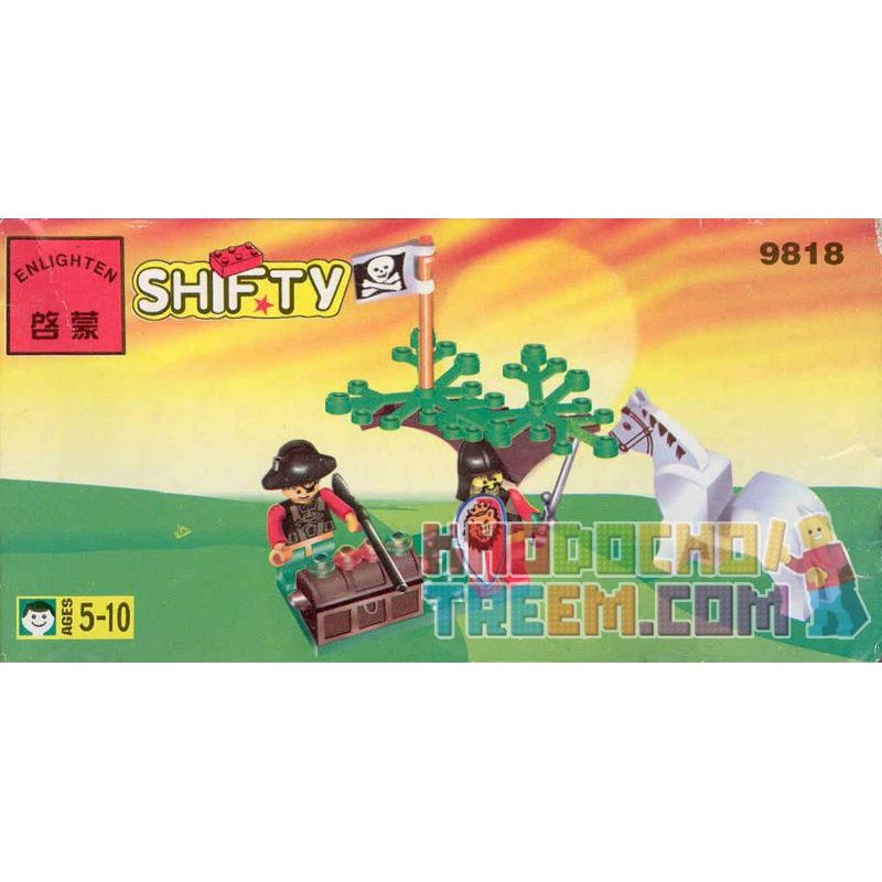 Enlighten 9818 Qman 9818 non  BẢO VỆ KHO BÁU bộ đồ chơi xếp lắp ráp ghép mô hình Medieval Castle TREASURE DEFENSE Chiến Tranh Trung Cổ 15 khối