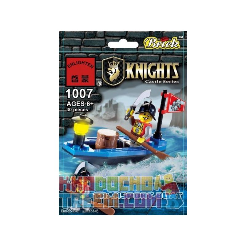 Enlighten 1007 Qman 1007 non  TÀU KHO BÁU bộ đồ chơi xếp lắp ráp ghép mô hình Medieval Castle TRANSPORT BOAT Chiến Tranh Trung Cổ 30 khối