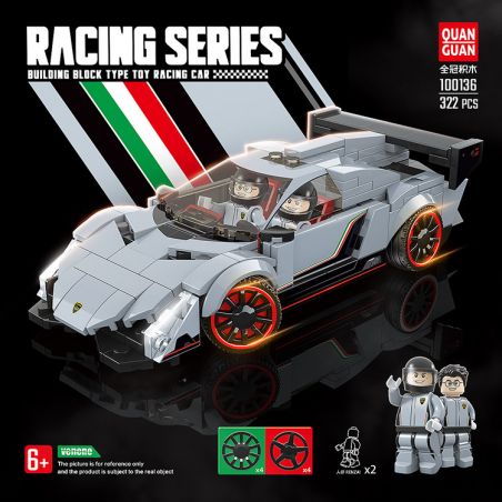 QuanGuan 100136 Quan Guan 100136 non  LAMBORGHINI ĐỘC bộ đồ chơi xếp lắp ráp ghép mô hình Racers RACING Đua Tốc Độ 322 khối