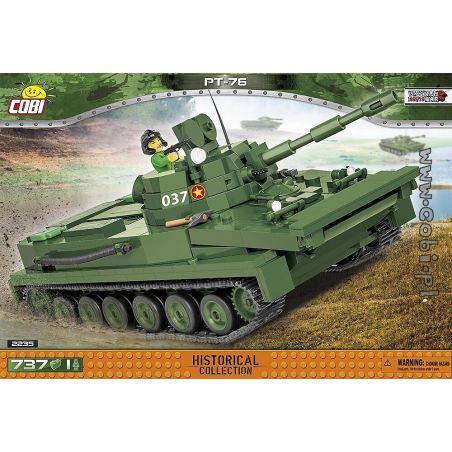 COBI 2235 non  XE TĂNG PT-76 bộ đồ chơi xếp lắp ráp ghép mô hình Military Army Quân Sự Bộ Đội 737 khối