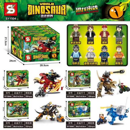 SHENG YUAN SY SY1504A 1504A SY1504B 1504B SY1504C 1504C SY1504D 1504D non  4 LOẠI KHỦNG LONG VŨ TRANG bộ đồ chơi xếp lắp ráp ghép mô hình Jurassic World DINOSAURS COMING Thế Giới Khủng Long 947 khối