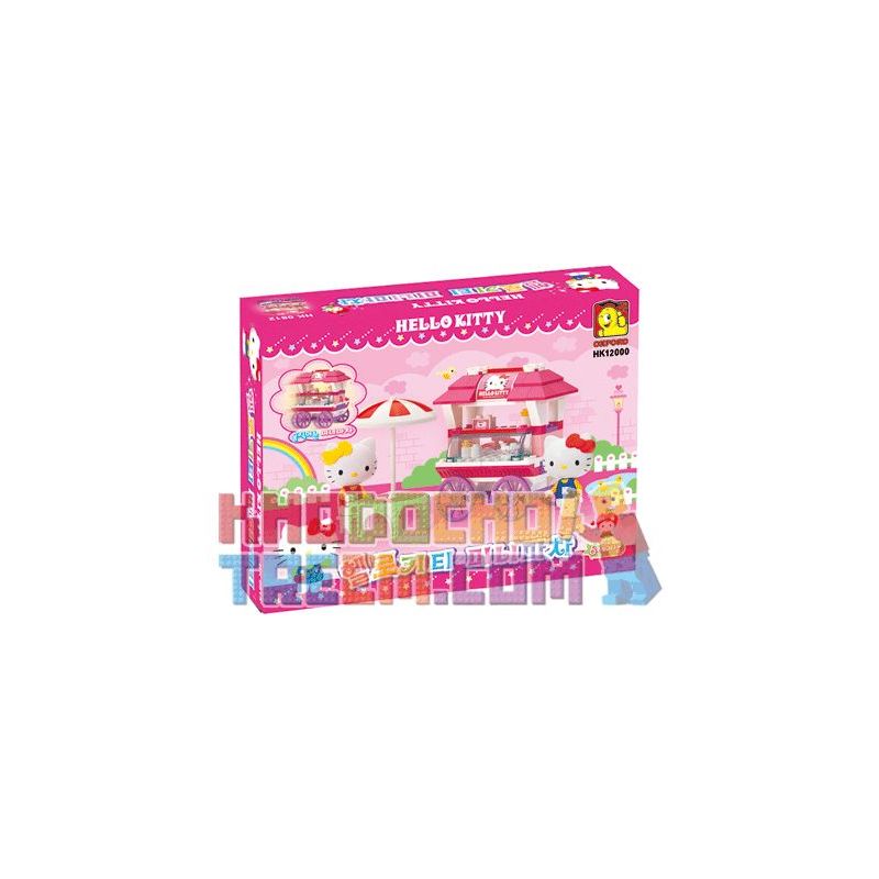 OXFORD HK12000 12000 non  CÀ PHÊ HELLOKITTY bộ đồ chơi xếp lắp ráp ghép mô hình Hello Kitty 헬로키티 미니마차