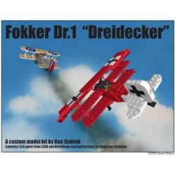 BRICKMANIA 401 non  MÁY BAY CHIẾN ĐẤU FOKKER DR.I bộ đồ chơi xếp lắp ráp ghép mô hình Military Army FOKKER DR.1 "DREIDECKER" Quân Sự Bộ Đội 324 khối