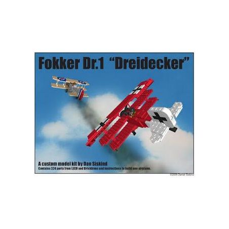 BRICKMANIA 401 non  MÁY BAY CHIẾN ĐẤU FOKKER DR.I bộ đồ chơi xếp lắp ráp ghép mô hình Military Army FOKKER DR.1 "DREIDECKER" Quân Sự Bộ Đội 324 khối