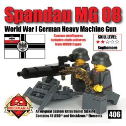 BRICKMANIA 406 non  SÚNG MÁY HẠNG NẶNG SPANDAU MG08 bộ đồ chơi xếp lắp ráp ghép mô hình Military Army SPANDAU MG 08  Quân Sự Bộ Đội 41 khối
