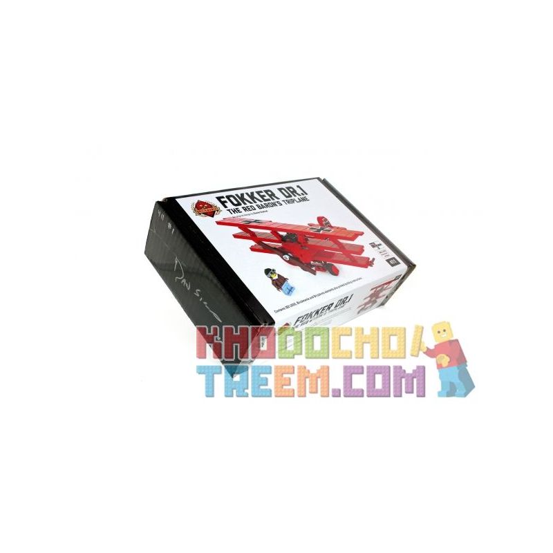 BRICKMANIA 411 non  FOKKER DR.I FIGHTER-SPECIAL RED BARON EDITION bộ đồ chơi xếp lắp ráp ghép mô hình Military Army FOKKER DR.1 - SPECIAL RED BARON EDITION Quân Sự Bộ Đội 302 khối