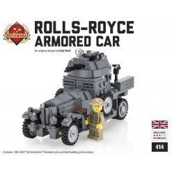 BRICKMANIA 414 non  XE BỌC THÉP ROLLS-ROSS (XÁM) bộ đồ chơi xếp lắp ráp ghép mô hình Military Army ROLLS-ROYCE ARMORED CAR (GRAY) Quân Sự Bộ Đội 198 khối
