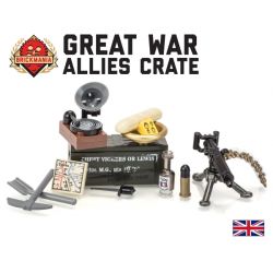 BRICKMANIA P001 non  HỘP VŨ KHÍ CỦA ĐỒNG MINH TRONG THẾ CHIẾN VÀ SÚNG MÁY VICKERS bộ đồ chơi xếp lắp ráp ghép mô hình Military Army GREAT WAR ALLIES CRATE WITH VICKERS MACHINE GUN Quân Sự Bộ Đội