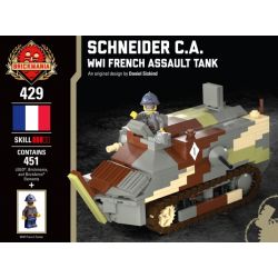 BRICKMANIA 429 non  SCHNEIDER C.A.-XE TĂNG CỦA PHÁP TRONG THẾ CHIẾN bộ đồ chơi xếp lắp ráp ghép mô hình Military Army SCHNEIDER C.A. - WWI FRENCH ASSAULT TANK Quân Sự Bộ Đội 451 khối