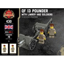 BRICKMANIA 430 non  QF 13 POUNDER DÃ CHIẾN-XE VÀ NGƯỜI LÍNH PHÍA TRƯỚC bộ đồ chơi xếp lắp ráp ghép mô hình Military Army QF 13 POUNDER - WITH LIMBER AND SOLDIERS Quân Sự Bộ Đội 78 khối