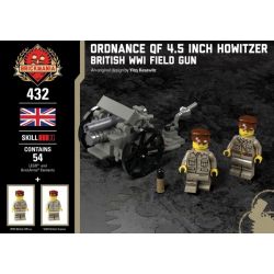 BRICKMANIA 432 non  LỰU PHÁO CỠ NÒNG 4 5 INCH QF bộ đồ chơi xếp lắp ráp ghép mô hình Military Army ORDNANCE QF 4.5 INCH HOWITZER Quân Sự Bộ Đội 54 khối