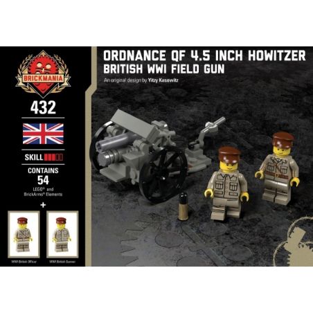 BRICKMANIA 432 non  LỰU PHÁO CỠ NÒNG 4 5 INCH QF bộ đồ chơi xếp lắp ráp ghép mô hình Military Army ORDNANCE QF 4.5 INCH HOWITZER Quân Sự Bộ Đội 54 khối