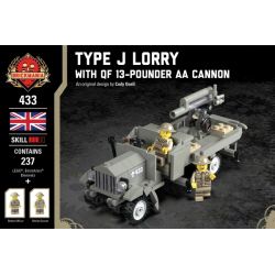 BRICKMANIA 433 non  XE TẢI J VÀ KHẨU PHÁO AA 13 POUND bộ đồ chơi xếp lắp ráp ghép mô hình Military Army TYPE J LORRY - WITH QF 13-POUNDER AA CANNON Quân Sự Bộ Đội 237 khối