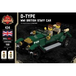 BRICKMANIA 434 non  LOẠI D-XE CHỈ HUY CỦA ANH TRONG THẾ CHIẾN bộ đồ chơi xếp lắp ráp ghép mô hình Military Army D-TYPE WWI BRITISH STAFF CAR Quân Sự Bộ Đội 160 khối